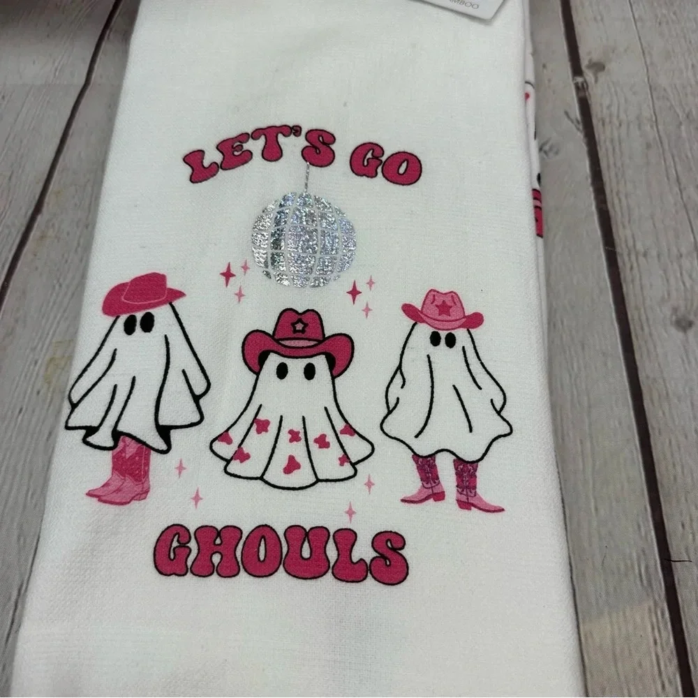 NWT kitchen towel halloween cowgirl western ghosts 